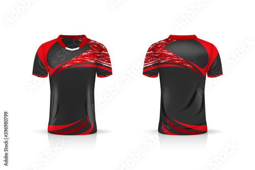 Specification Soccer Sport , Esport Gaming T Shirt Jersey template. mock up uniform . Vector Illustration design