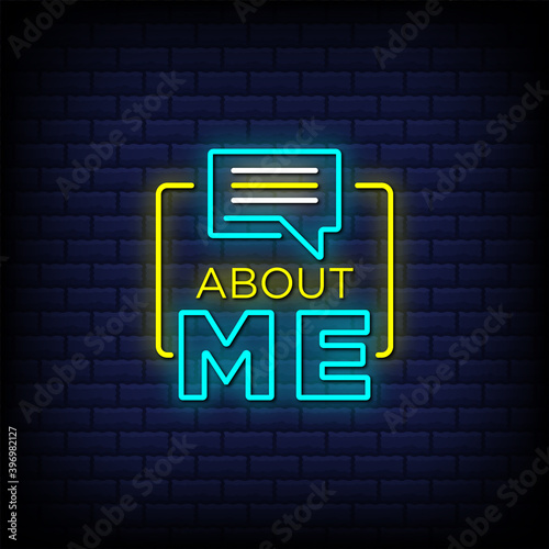 About me neon signs style text