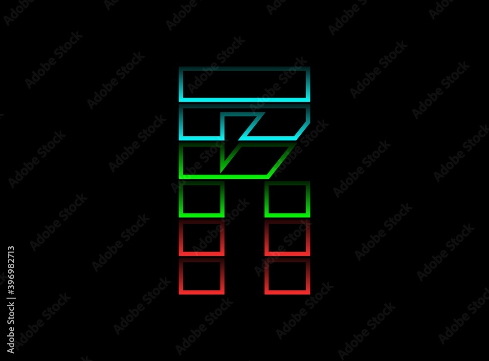 R letter font logo, Rgb color vector design. Dynamic split red, green, blue color on black background. For social media,design elements, creative poster, web template and more