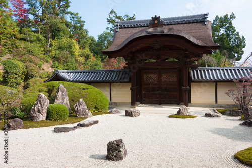 Kyoto, Japan - Japanese Garden at Komyoji Temple in Nagaokakyo, Kyoto, Japan. The Temple originally built in 1198. photo