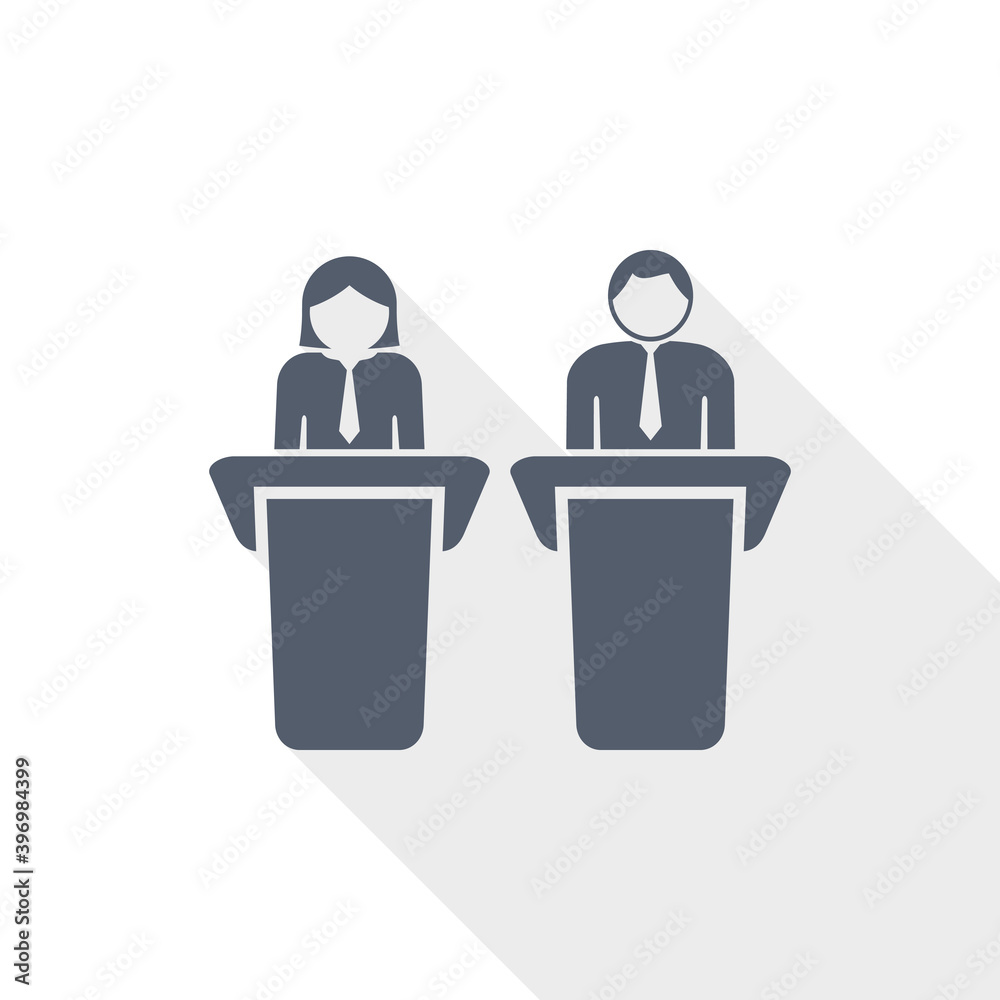 Debate vector icon, business presentation flat design illustration Debate vector icon, business presentation flat design illustration