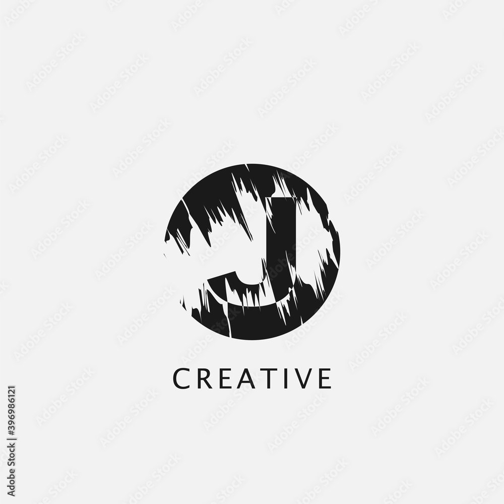 J Circle Brush Stroke Letter Logo design. Monogram Black Paint Logo Letter Icon with Elegant circle brush shape Vector Design J Circle Brush Stroke Letter Logo design. Monogram Black Paint Logo Letter Icon with Elegant circle brush shape Vector Design