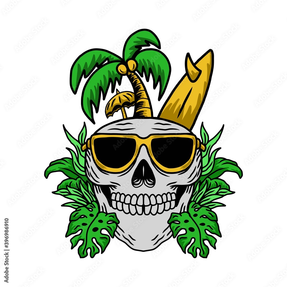 Fototapeta premium skull summer beach