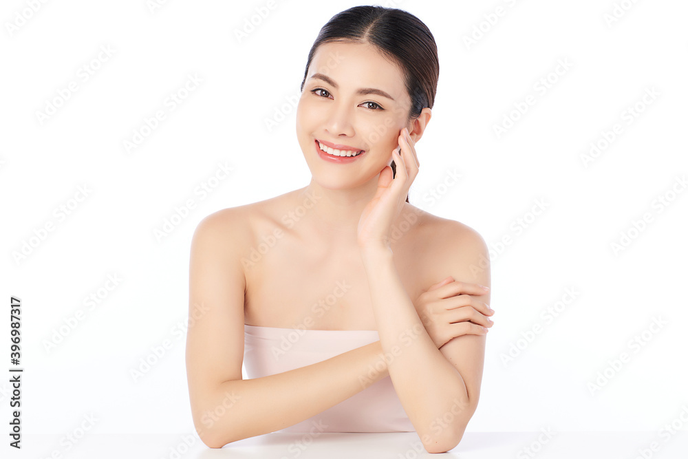 Beautiful young asian woman with clean fresh skin on white background, Face care, Facial treatment, Cosmetology, beauty and spa, Asian women portrait Beautiful young asian woman with clean fresh skin on white background, Face care, Facial treatment, Cosmetology, beauty and spa, Asian women portrait