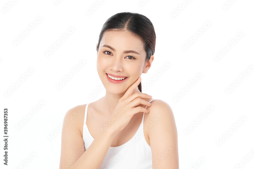 Beautiful young asian woman with clean fresh skin on white background, Face care, Facial treatment, Cosmetology, beauty and spa, Asian women portrait Beautiful young asian woman with clean fresh skin on white background, Face care, Facial treatment, Cosmetology, beauty and spa, Asian women portrait