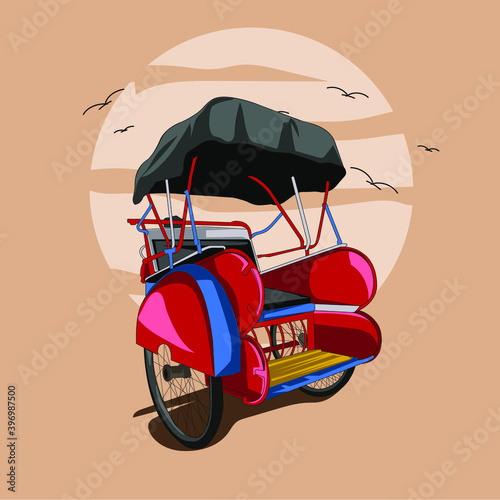 Illustration of Becak the Traditional Transport