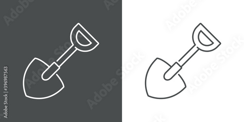 Logotipo pala pequeña con lineas en fondo gris y fondo blanco
