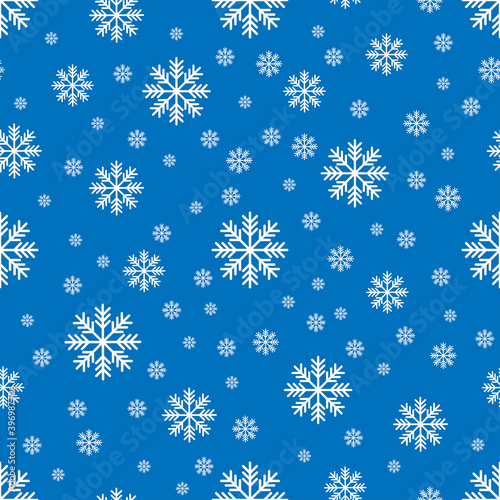 The seamless pattern with the white snowflakes on the blue background. The save with the Clipping Mask.