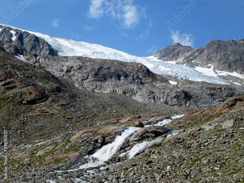 Sulzenau glacier at Stubai high-altitude hiking trail, lap 5 in Tyrol, Austria