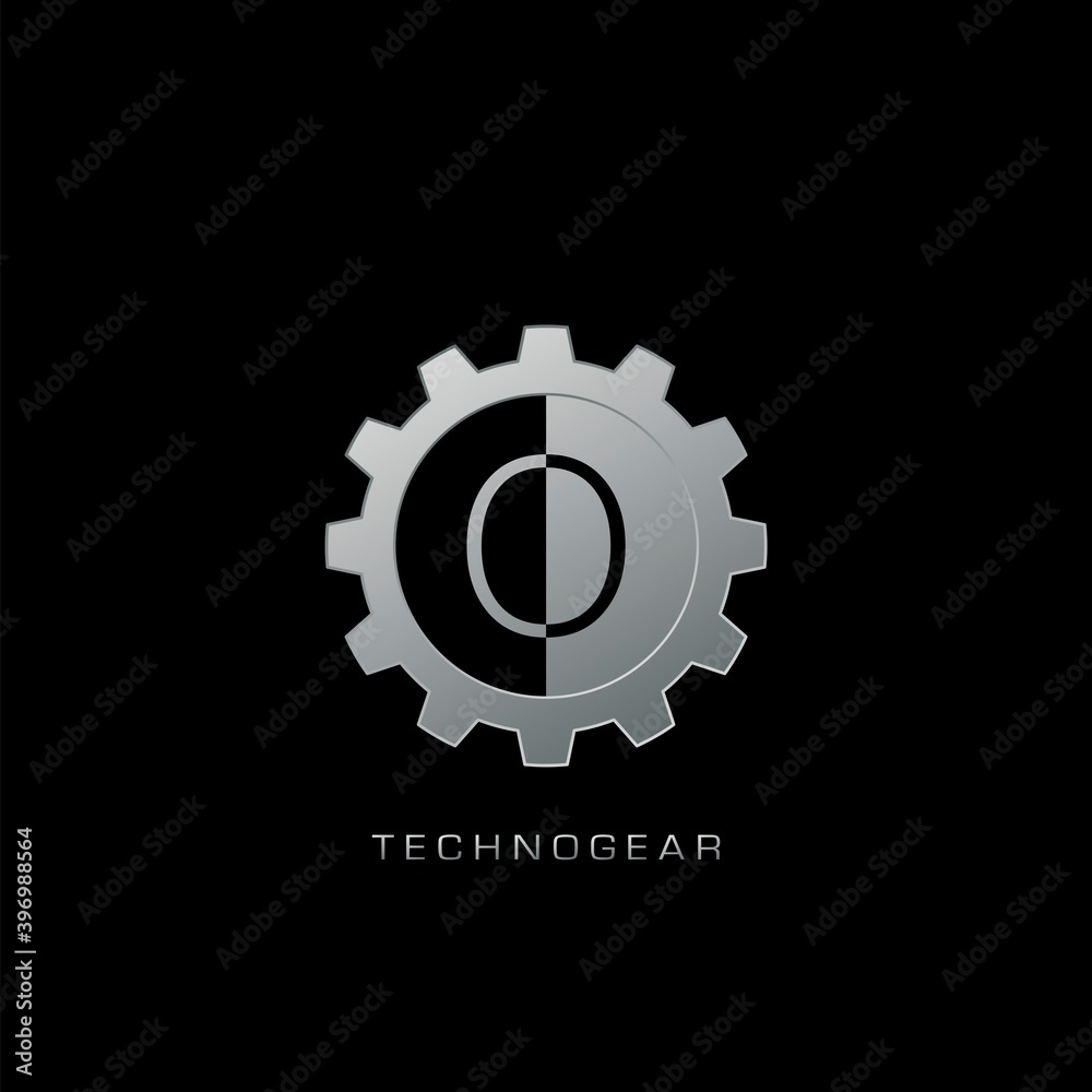 O Letter Logo Techno Gear. Silver vector design concept gear shape with letter logo for technology, business O Letter Logo Techno Gear. Silver vector design concept gear shape with letter logo for technology, business