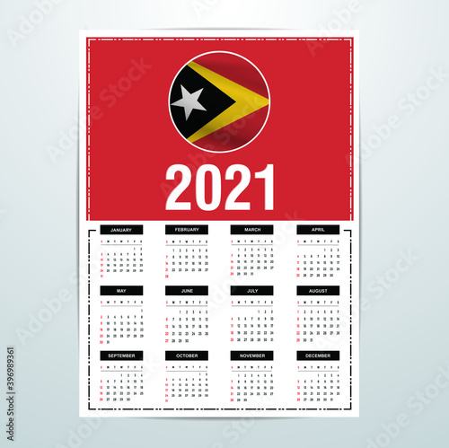 East Timor Calendar 2021- Country Flag Banner - Happy New Year