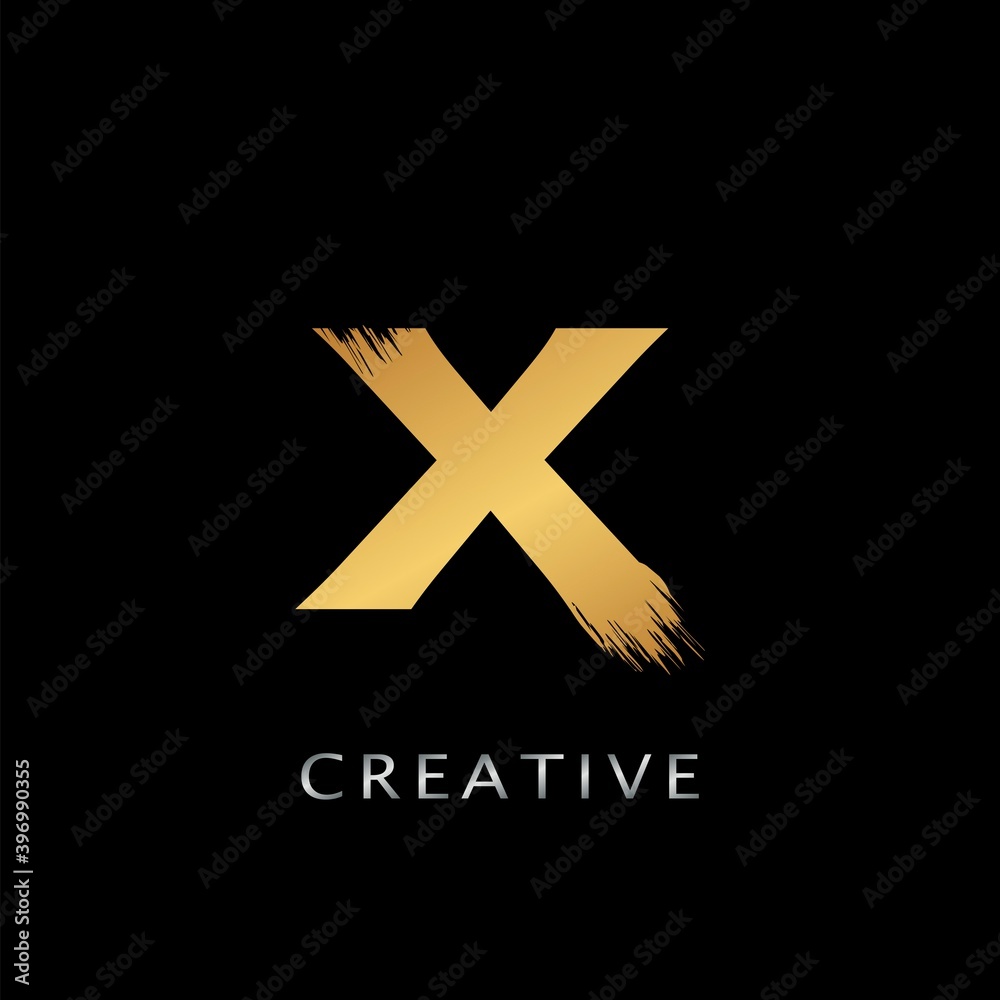Golden X Brush Stroke Logo design. Golden Paint Logo Letter Icon with Elegant brush shape Vector Design. Golden X Brush Stroke Logo design. Golden Paint Logo Letter Icon with Elegant brush shape Vector Design.
