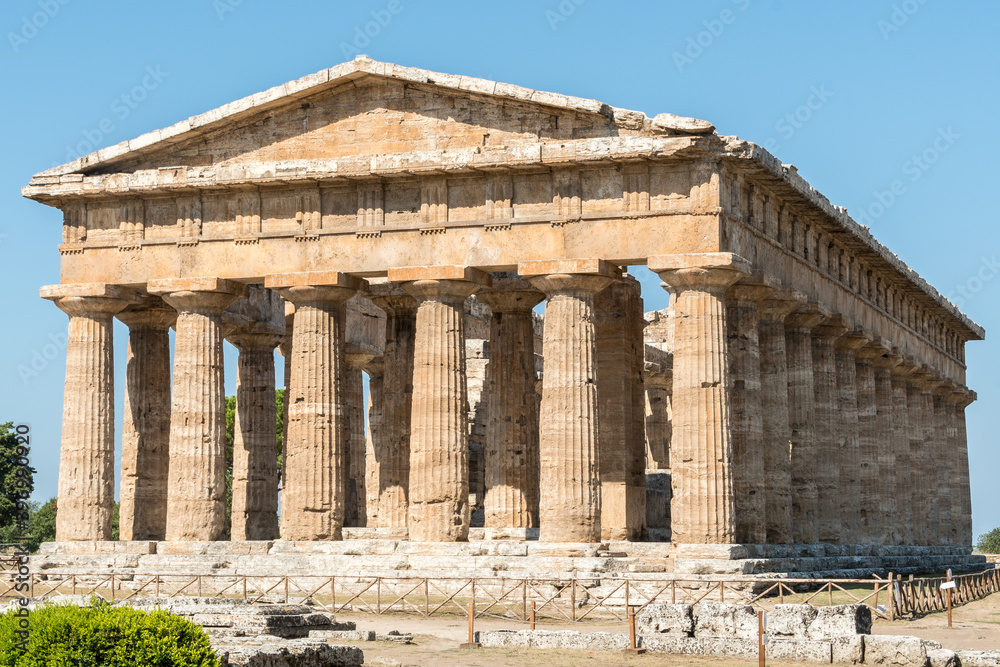 Archaeological site of Paestum , Temple of Neptune, Campania, Italy