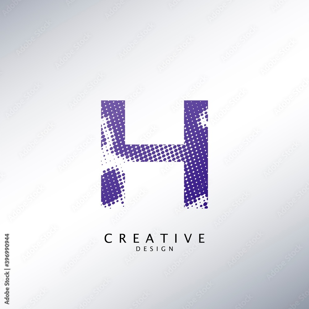 Fototapeta premium Abstract Halftone Initial Letter H Logo icon, design concept abstract techno halftone shape with letter H logo icon