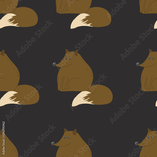 Seamless pattern with cute foxes. Decorative wallpaper for the nursery in the Scandinavian style. Vector. Suitable for children s clothing  interior design  packaging  printing.