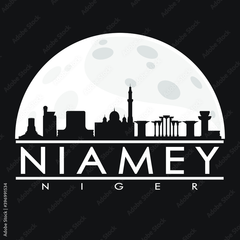 Niamey Niger Skyline City Flat Silhouette Design Background Vector.