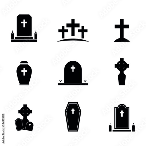 Cemetery icons. Basic solid image.
