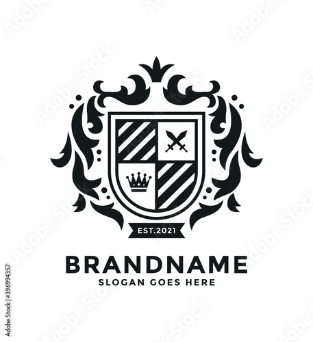 Valokuvatapetti Royal Luxury Heraldic Crest Logo Design. Shield Vector Template.