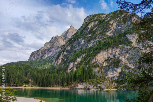 View of the lake and beautiful mountains in Italy.