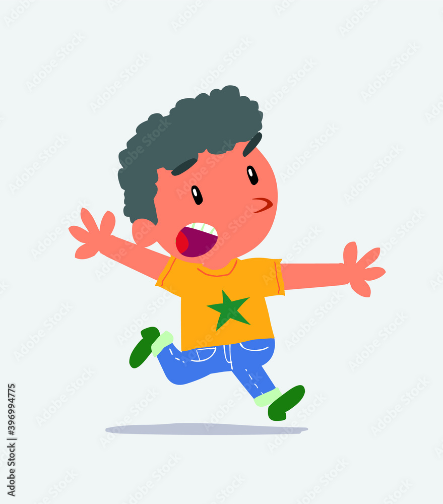 cartoon character of little boy on jeans running angry cartoon character of little boy on jeans running angry