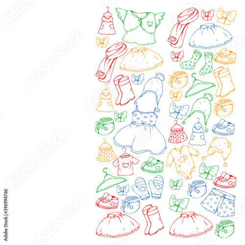 Children clothes. Background for babies, kids patterns.