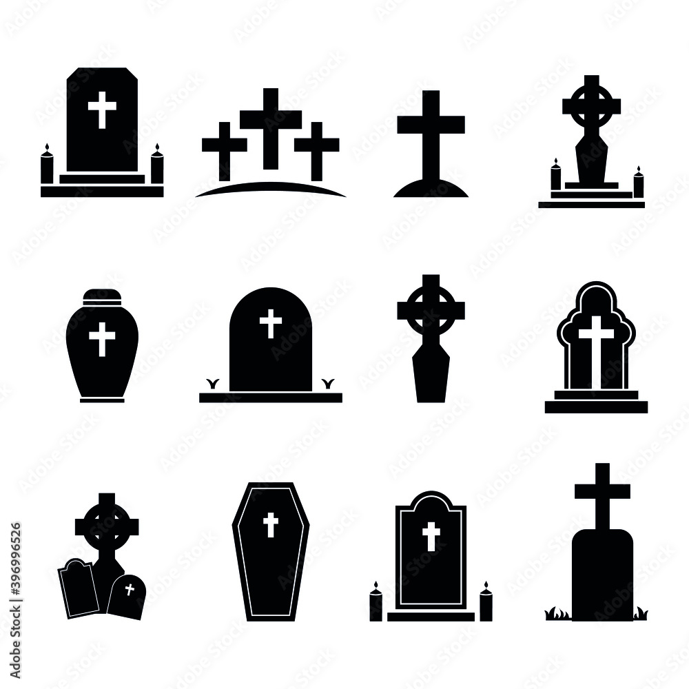 Cemetery icons. Basic solid image. Cemetery icons. Basic solid image.