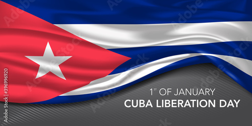 Cuba happy liberation day greeting card, banner with template text vector illustration