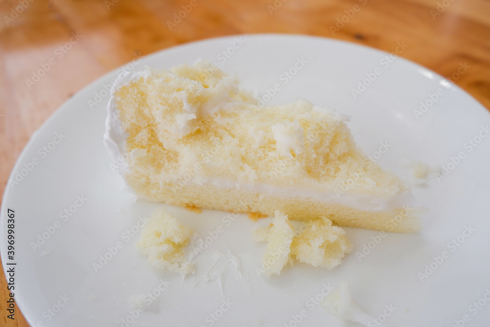 Cake on the plate, Leftover food concept and after eating. Cake on the plate, Leftover food concept and after eating.
