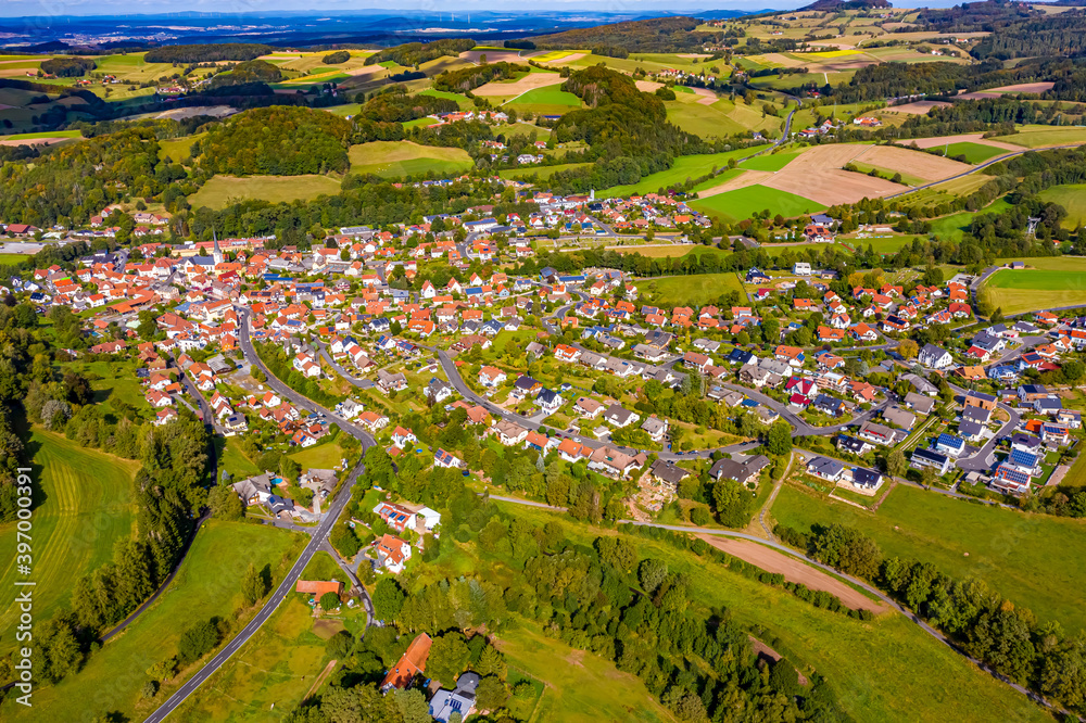 Poppenhausen aus der Luft | Luftbilder vom Dorf Poppenhausen in Hessen