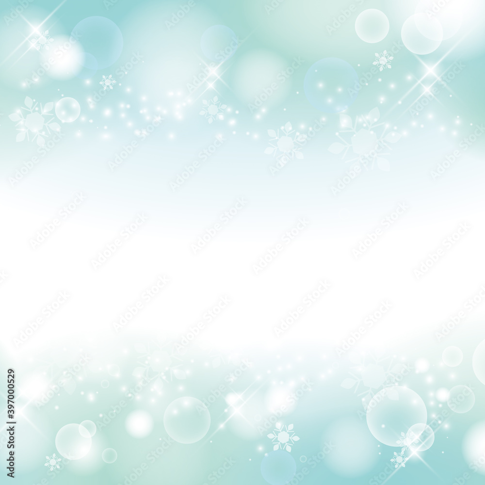 冬イメージの抽象背景 雪の結晶 キラキラ 高級感 上下に装飾 ライトブルー Stock Vector Adobe Stock