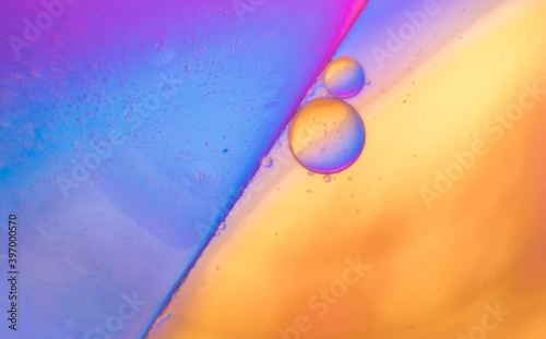 Multicolored abstract background with bubbles oil