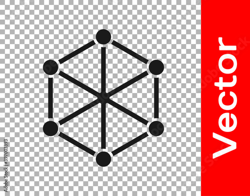Black Blockchain technology icon isolated on transparent background. Cryptocurrency data. Abstract geometric block chain network technology business. Vector.