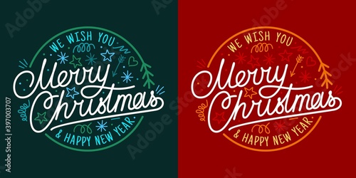 Artistic Handwritten Doodle Merry Christmas And Happy New Year Lettering Vector Illustration Art