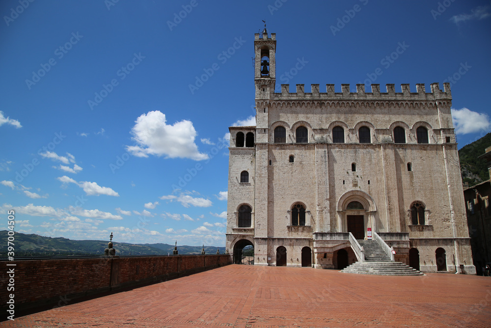 View of Palazzo dei Consoli in the city of Gubbio, Italy