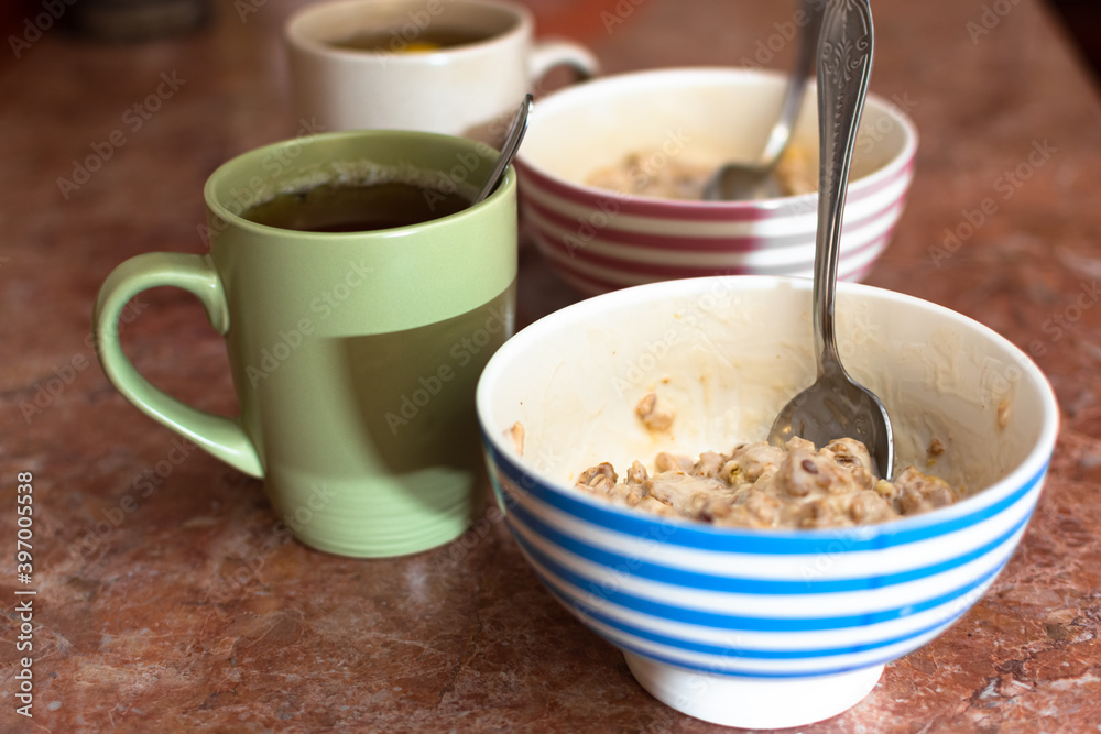muesli with yogurt in a plate muesli with yogurt in a plate