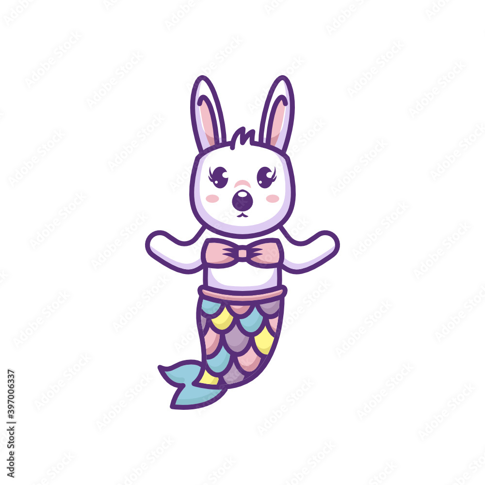 Fototapeta premium Cute bunny mermaid mascot design