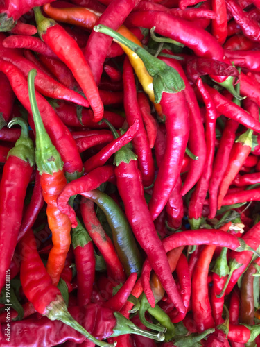 Farmers' market: red chili peppers