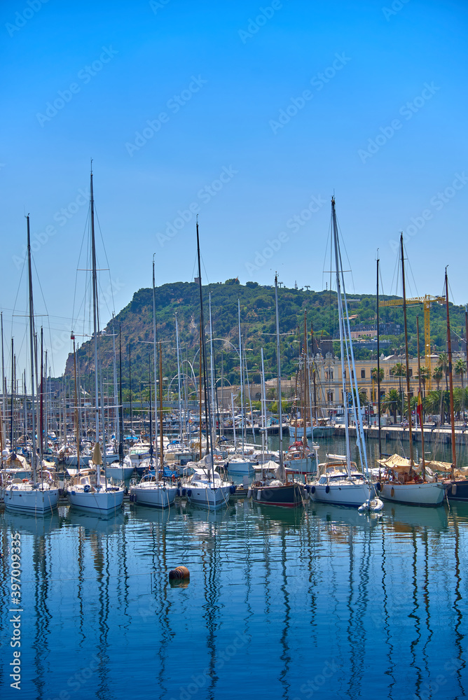 Port Olimpic Barcelona. Boats in the harbor