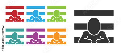 Black Prisoner icon isolated on white background. Set icons colorful. Vector.