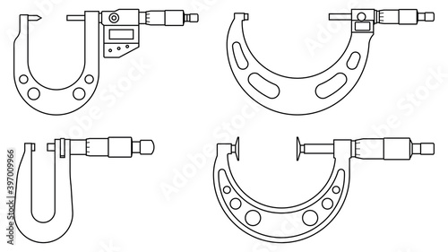 Deep throat micrometer. Measuring tools. Vector illustration photo