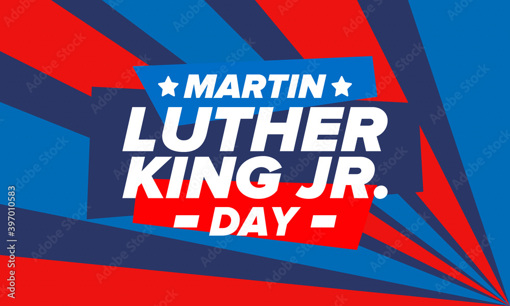 Martin Luther King, Jr. Day. Celebrated annual in United States in January, federal holiday. African American Rights Fighter. Patriotic american elements. Poster, card, banner, background. Vector Martin Luther King, Jr. Day. Celebrated annual in United States in January, federal holiday. African American Rights Fighter. Patriotic american elements. Poster, card, banner, background. Vector