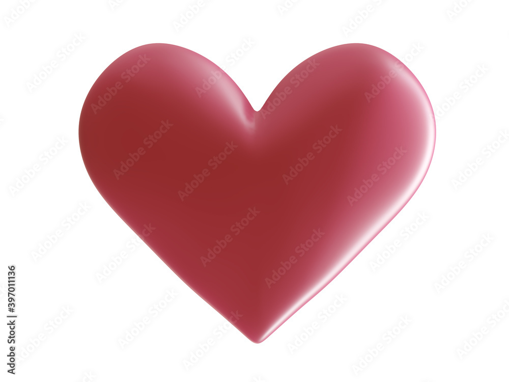 red heart isolated on white. 3d illustration