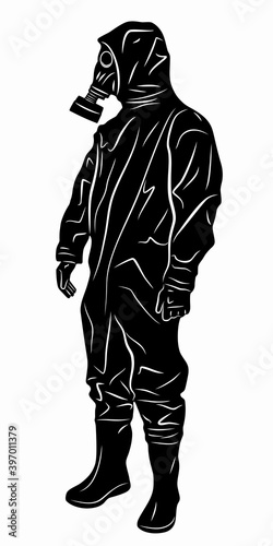 illustration of a man in a chemical suit, vector draw