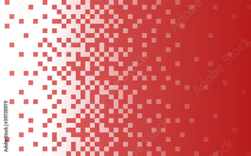 Random red squares. Pixel, monochrome on red background. The margins for the text. Vector illustration.