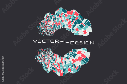 Abstract squares movement, waves. Logo. Vector illustration of futuristic color.