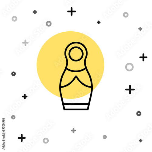 Black line Russian doll matryoshka icon isolated on white background. Random dynamic shapes. Vector.