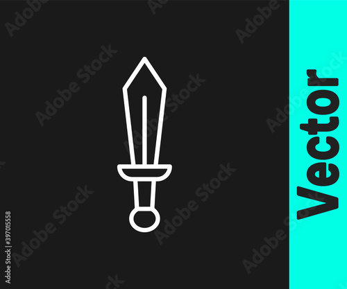 White line Sword toy icon isolated on black background. Vector.