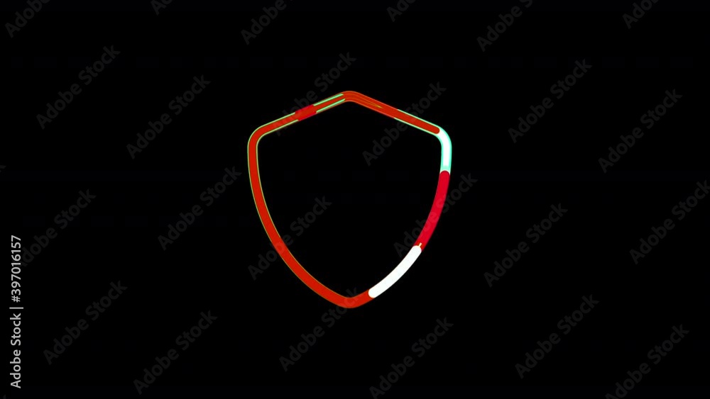 Circles gather in symbol shield. After it crumbles in a line and moves to the camera. Alpha channel black Circles gather in symbol shield. After it crumbles in a line and moves to the camera. Alpha channel black