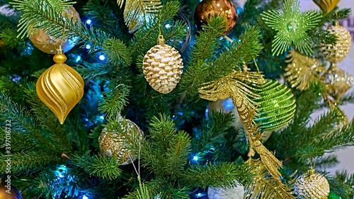 Obraz na plátně Christmas decorations whist on the Christmas tree. color