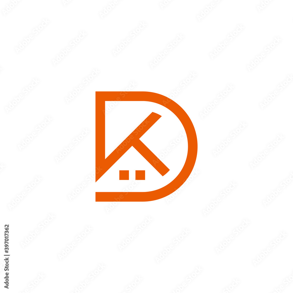 home shape letter dk simple geometric line symbol logo vector